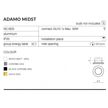 Adamo Midst Gold GU10 NC1825-M-GO + LED GRATIS