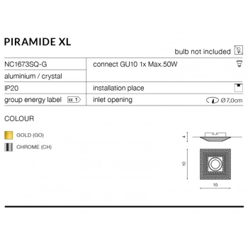 Piramide XL Chrome GU10 NC1673SQ-CH + LED GRATIS