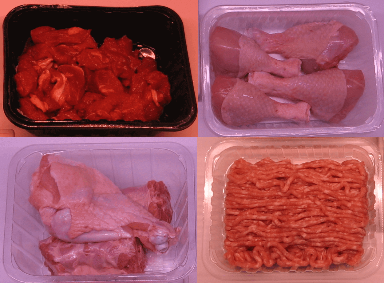 Oświetlenie mięsa: wołowina, wieprzowina, kurczak, indyk