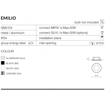 EMILIO Aluminium IP54 GM2104 ALU + LED GRATIS