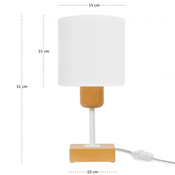 Antoninus lampka nocna stołowa 1xE27 buk, biała CL-TI-DWE10x10BU-WE