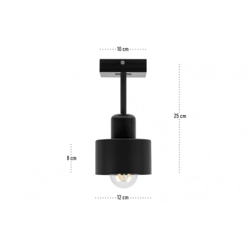 Galba lampa sufitowa E27 drewno czarne, klosz czarny DSC10x10SC