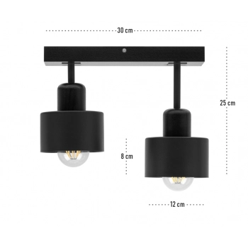 Galba lampa sufitowa 2xE27 drewno czarne, klosze czarne DSC30x7SC