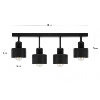 Galba lampa sufitowa 4xE27 drewno czarne, klosze czarne DSC60x7SC