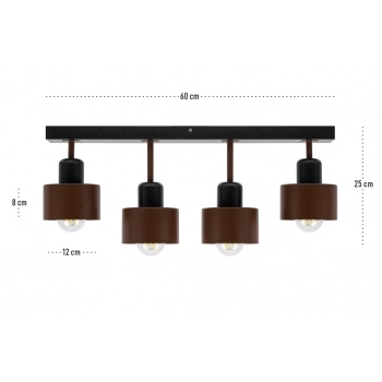 Galba lampa sufitowa 4xE27 drewno czarne, klosze brązowe DBR60x7SC