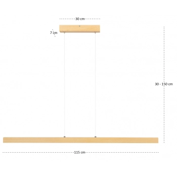 Nerwa lampa wisząca LED 21W 2200lm 2900K jesionowa L115KB-3K-ESCHE