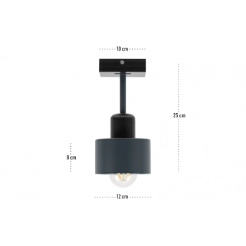 Galba lampa sufitowa E27 drewno czarne, klosz antracytowy DAN10x10SC