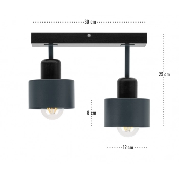 Galba lampa sufitowa 2xE27 drewno czarne, klosze antracytowe DAN30x7SC