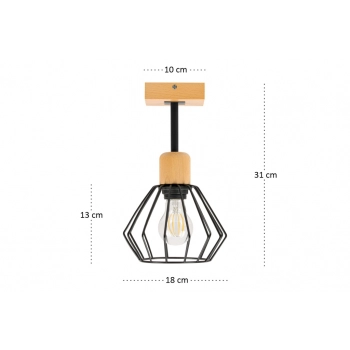 Tyberiusz lampa sufitowa 1xE27 czarna BR-DSC10x10BU