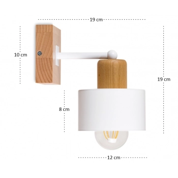 Hadrian kinkiet E27 drewno bukowe, klosz biały WD-WE10x10BU
