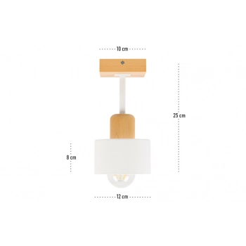 Hadrian lampa sufitowa E27 drewno bukowe, klosz biały DWE10x10BU