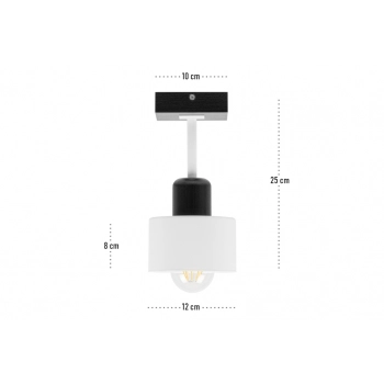 Galba lampa sufitowa E27 drewno czarne, klosz biały DWE10x10SC