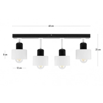 Galba lampa sufitowa 4xE27 drewno czarne, klosze białe DWE60x7SC
