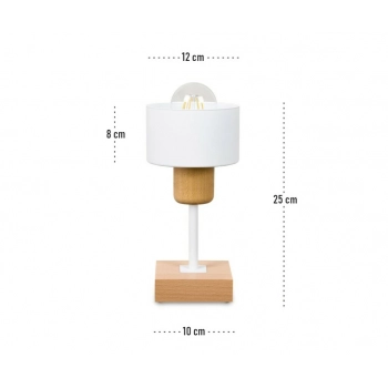 Hadrian lampka stołowa E27 drewno bukowe, klosz biały DTI-WE10x10BU