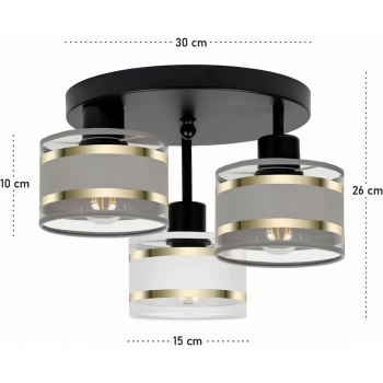Witeliusz lampa sufitowa 3xE27 czarna T-3030SC-GRWEGR
