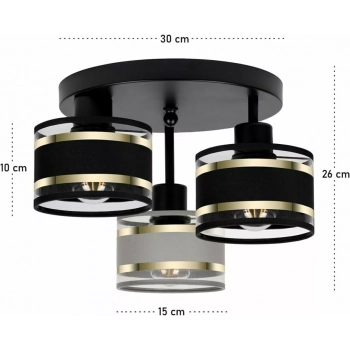 Witeliusz lampa sufitowa 3xE27 czarna T-3030SC-SCGRSC