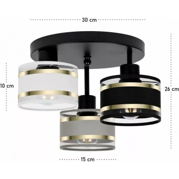 Witeliusz lampa sufitowa 3xE27 czarna T-3030SC-WEGRSC