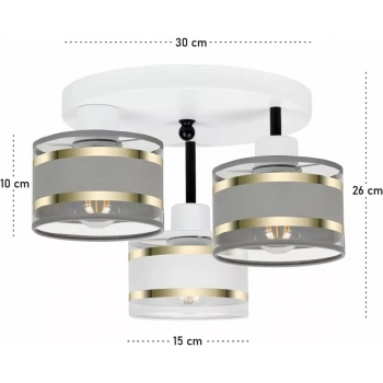 Witeliusz lampa sufitowa 3xE27 biała T-3030WE-GRWEGR
