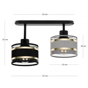 Witeliusz lampa sufitowa 2xE27 czarna T-3306SC-GRSC
