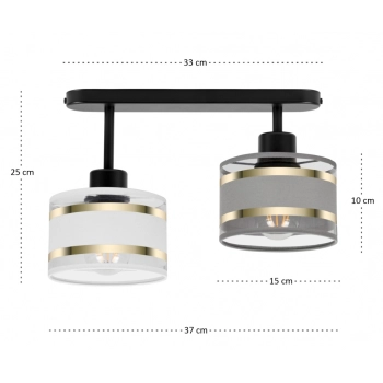 Witeliusz lampa sufitowa 2xE27 czarna T-3306SC-GRWE