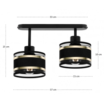 Witeliusz lampa sufitowa 2xE27 czarna T-3306SC-SCSC