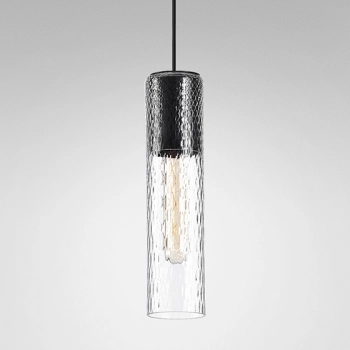MODERN GLASS Tube lampa wisząca E27 klosz transparentny zdobiony