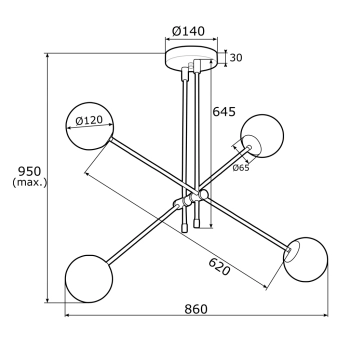 Absos lampa wisząca 4xE14 1840