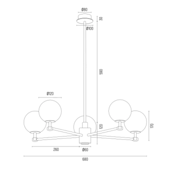 Aruba lampa wisząca 5xE14 2179