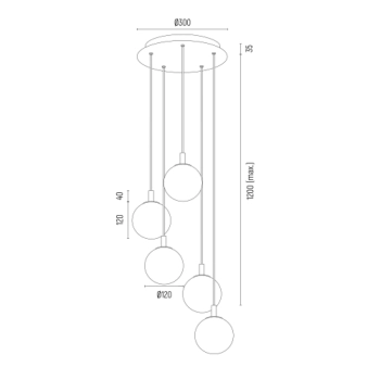 Aruba lampa wisząca 5xE14 2182