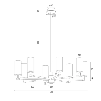 Hampton lampa wisząca 8xE14 5066