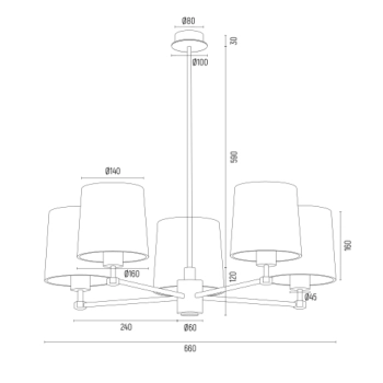 Princeton lampa wisząca 5xE27 2187