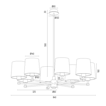 Princeton lampa wisząca 8xE27 5071