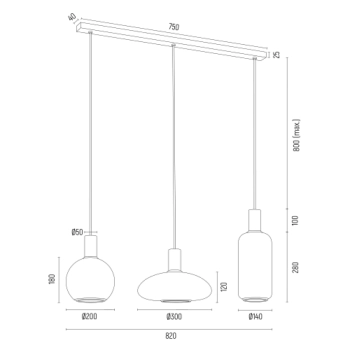 Sagunto Plus lampa wisząca 3xE27 6324