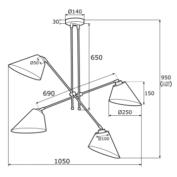 Clava lampa wisząca 4xE27 1694