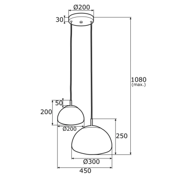 Trini lampa wisząca 2xE27 902