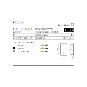 Raggio LED 3W 240lm IP54 lampa ścienna biała