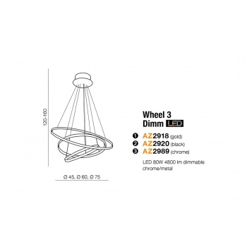 Wheel 3 DIMM LED 80W 4800lm lampa wisząca chrom