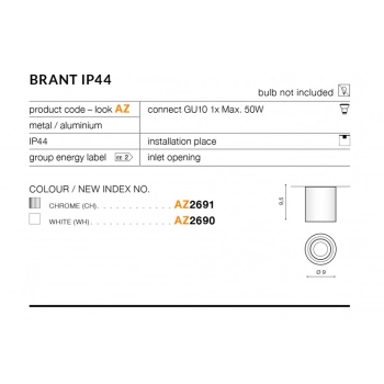 Brant round IP44 lampa sufitowa GU10 biała