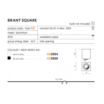 Brant square lampa sufitowa GU10 czarna