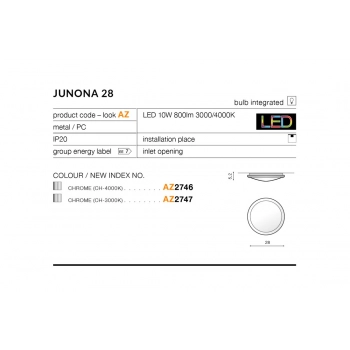 Junona 28 LED 10W 800lm lampa sufitowa chrom