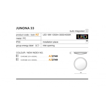 Junona 33 LED 18W 1250lm lampa sufitowa chrom