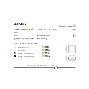 Leticia 2 Black kinkiet G9 czarny + LED GRATIS