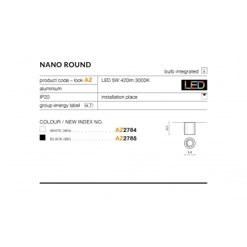 Nano round LED 5W 420lm lampa sufitowa biała