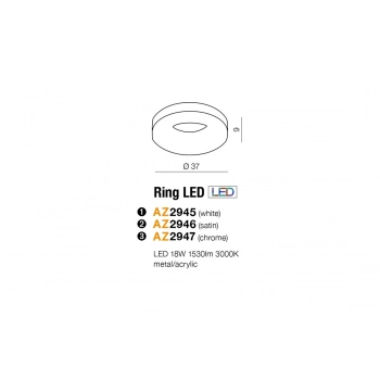 Ring plafon LED satynowy
