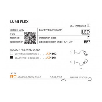 Lumi Flex BK LED lampa ścienna 5W 500lm czarna