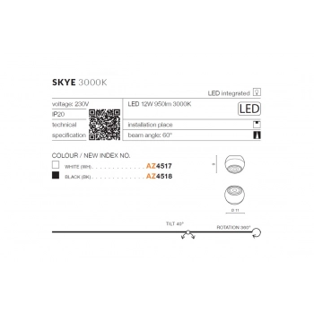 Skye BK LED lampa sufitowa 12W 950lm czarna