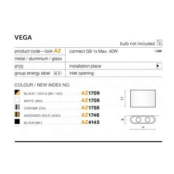 Vega BK/BK kinkiet G9 czarny