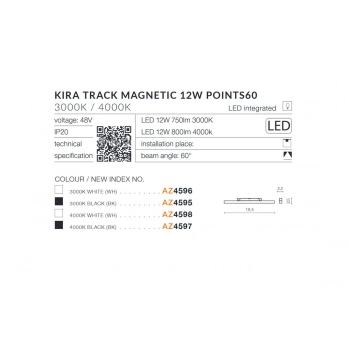 Kira WH Track Magnetic Points60 LED 12W 800lm biała Azzardo