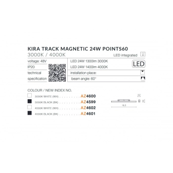 Azzardo Alfa Kira BK Track Magnetic Points60 LED 24W 1300lm czarna
