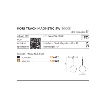 Azzardo Alfa Kori BK oprawa do systemu Magnetic 48V LED 5W 500lm czarna